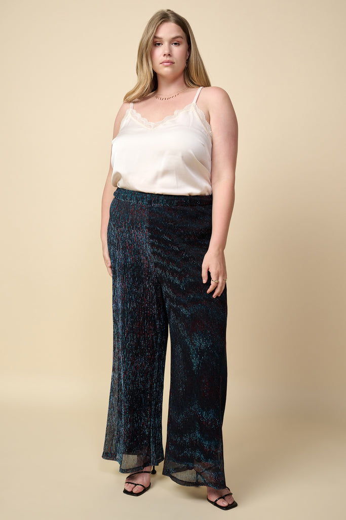 Plus Size - Metallic Mesh Pants