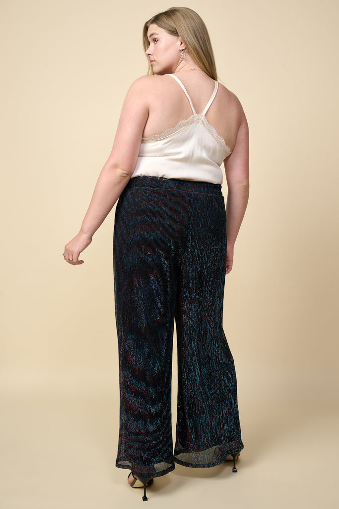Plus Size - Metallic Mesh Pants