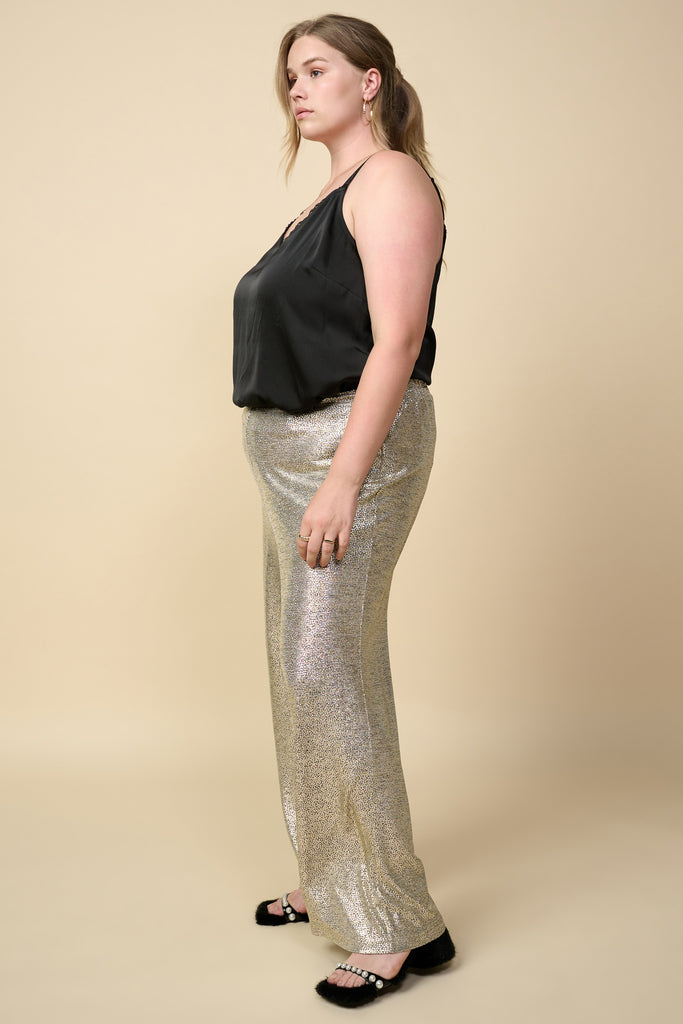 Plus Size - Metallic Foil Pants