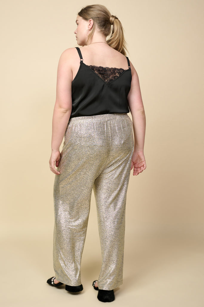 Plus Size - Metallic Foil Pants