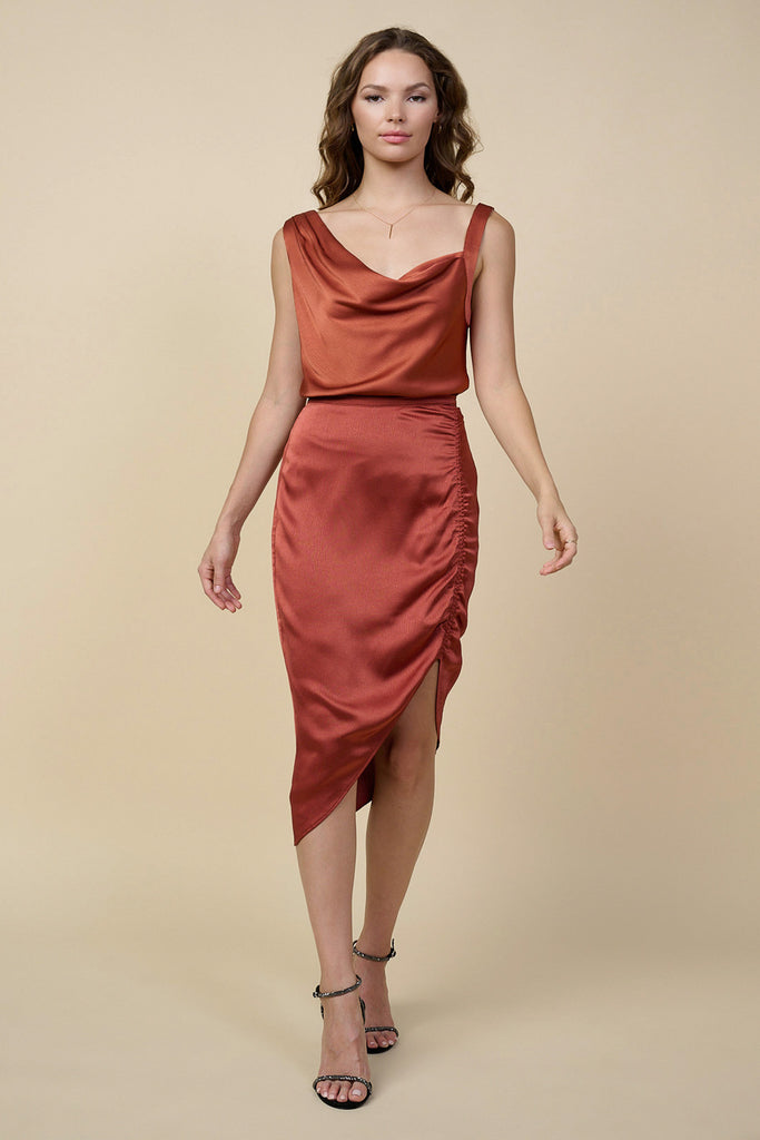 Asymmetrical Satin Skirt