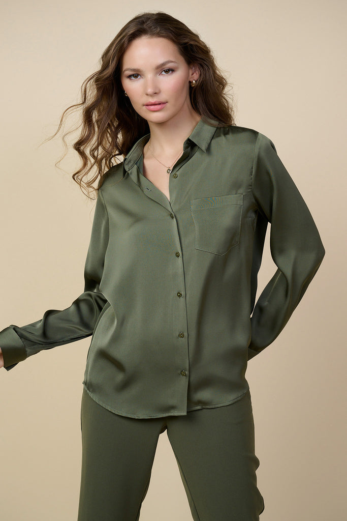 Satin Button Down Top