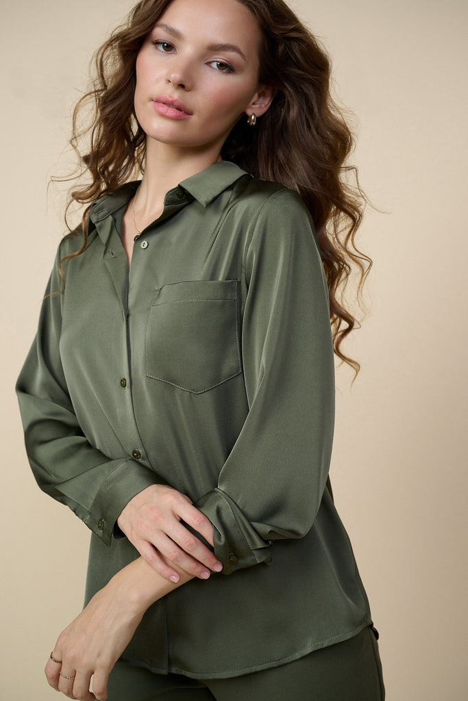 Satin Button Down Top