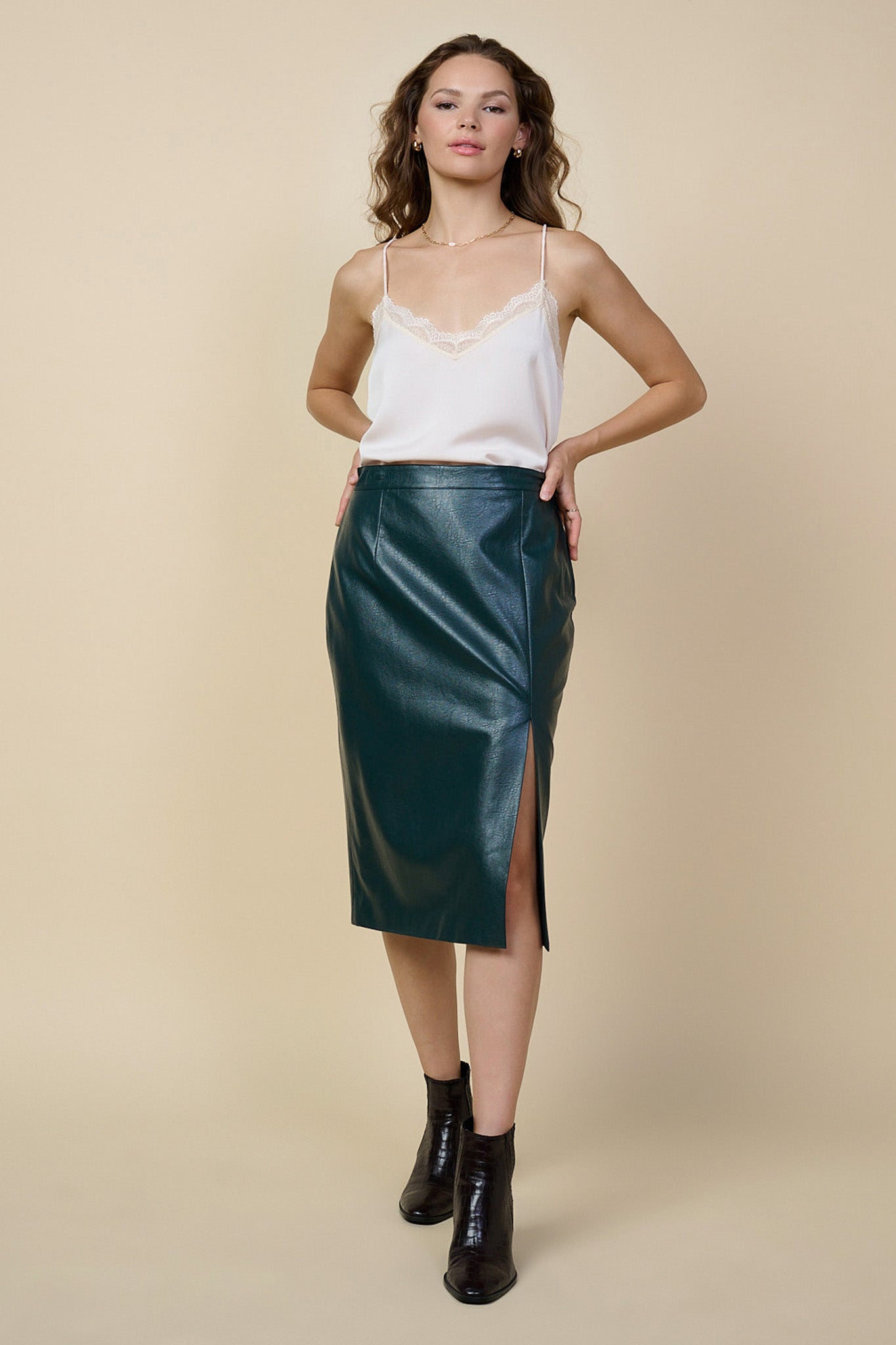 Hugo Boss Green Leather Skirt-Meghan Markle - Dress Like A Duchess
