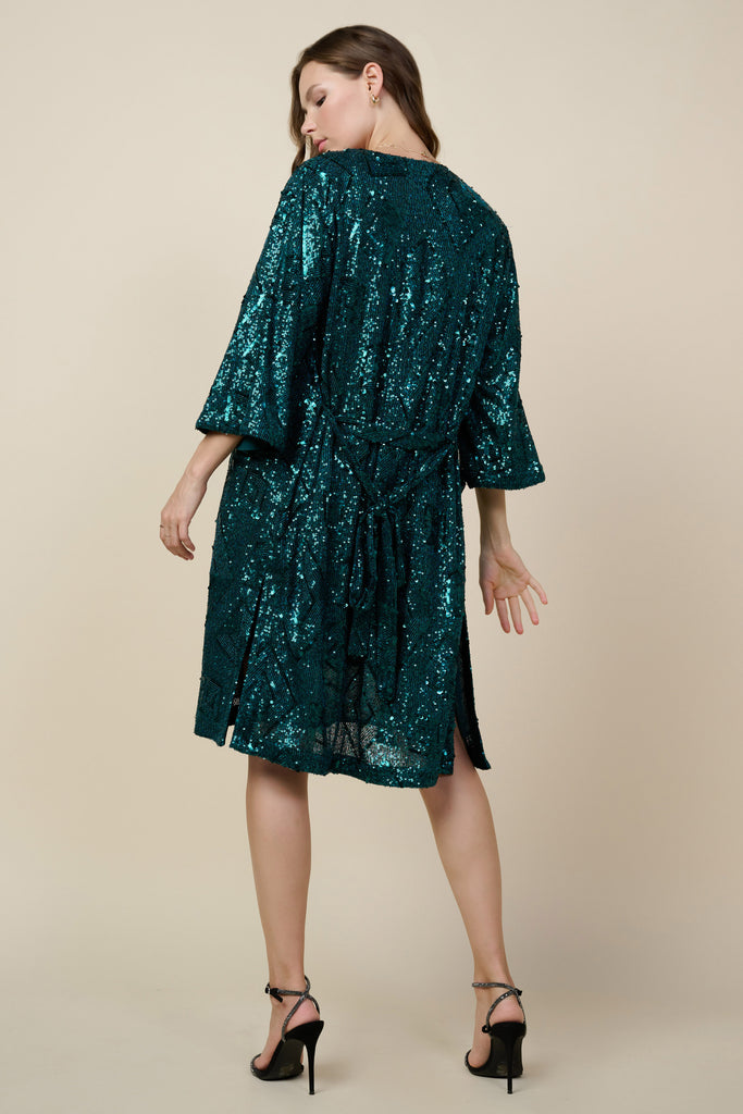 Belted Sequin Duster