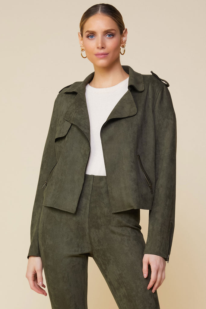 Faux Suede Biker Jacket