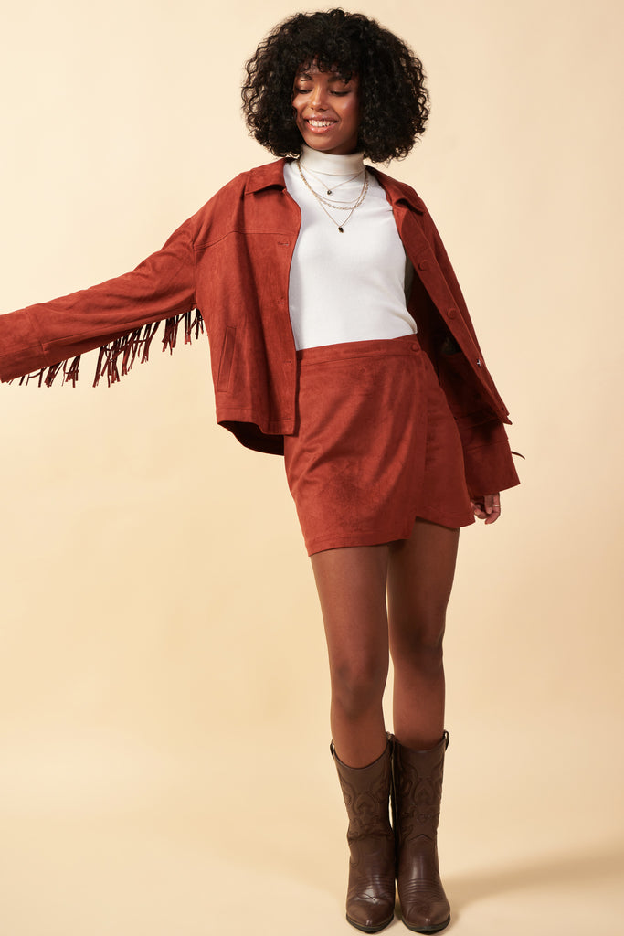 Faux Suede Fringe Jacket