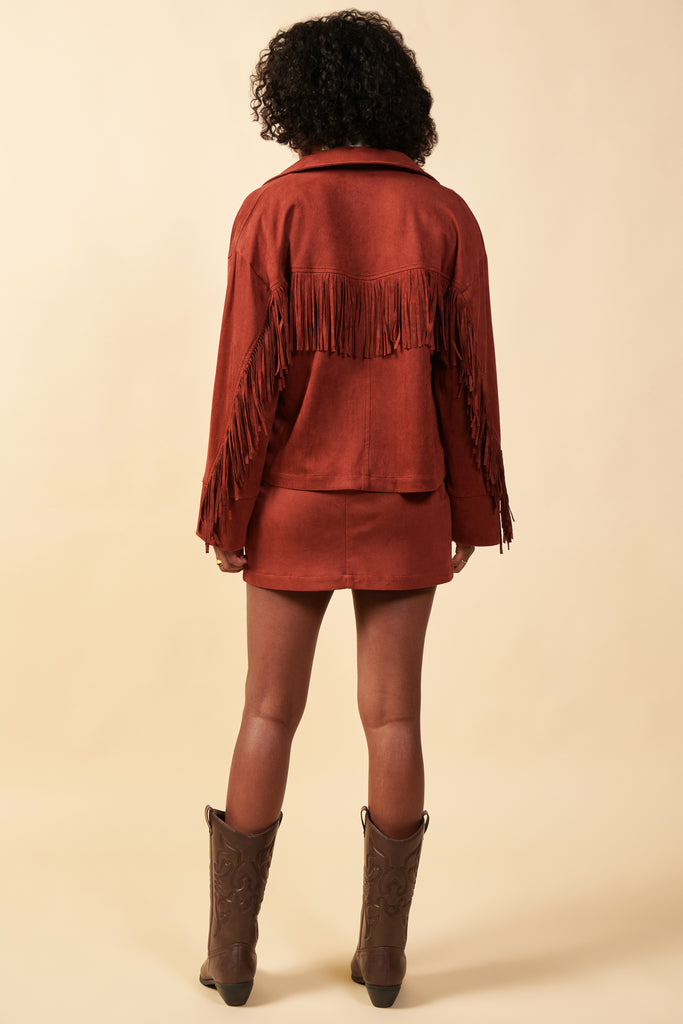 Faux Suede Fringe Jacket