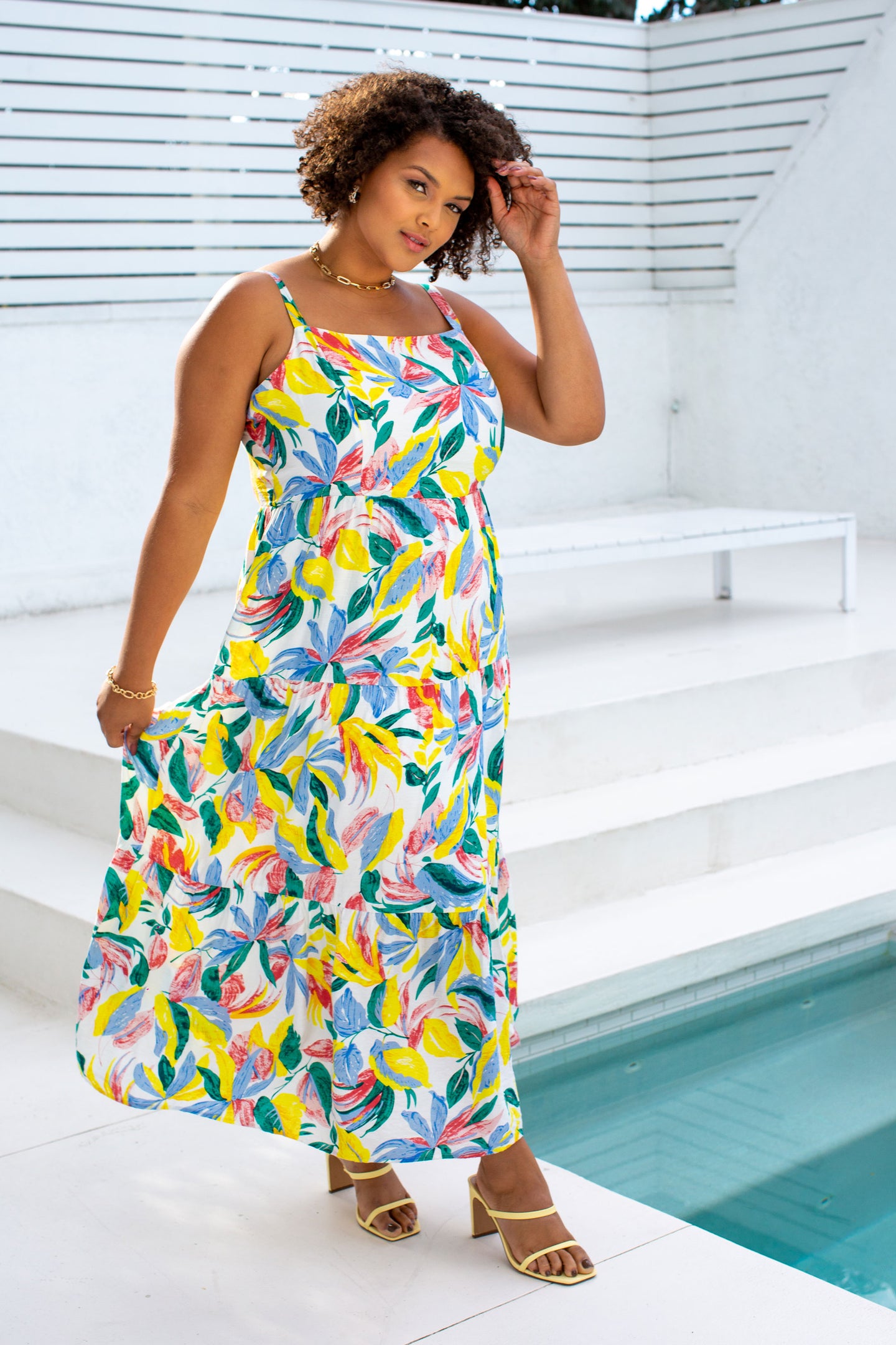 Plus Size - Floral Tiered Maxi Dress