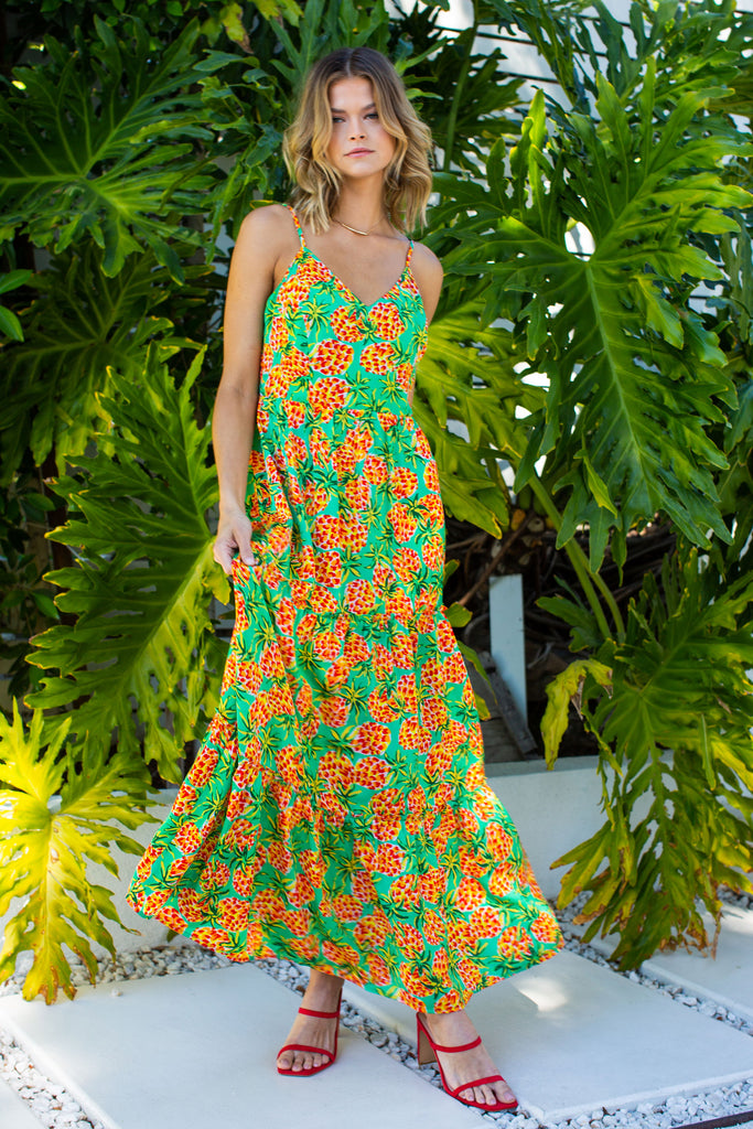 Tropical Print Maxi Dress