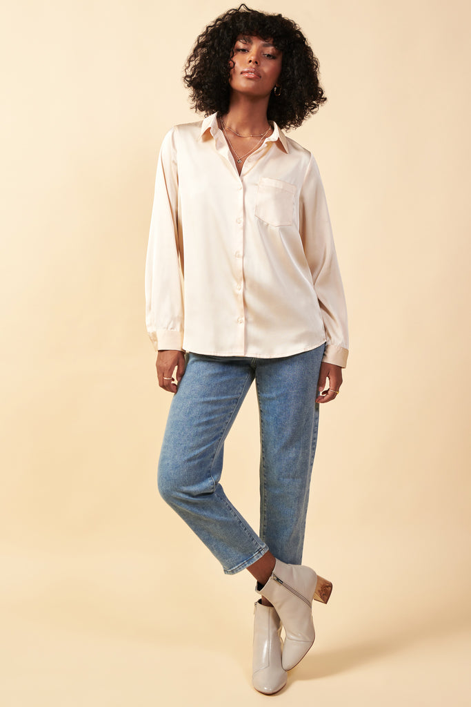 Satin Button Down Top