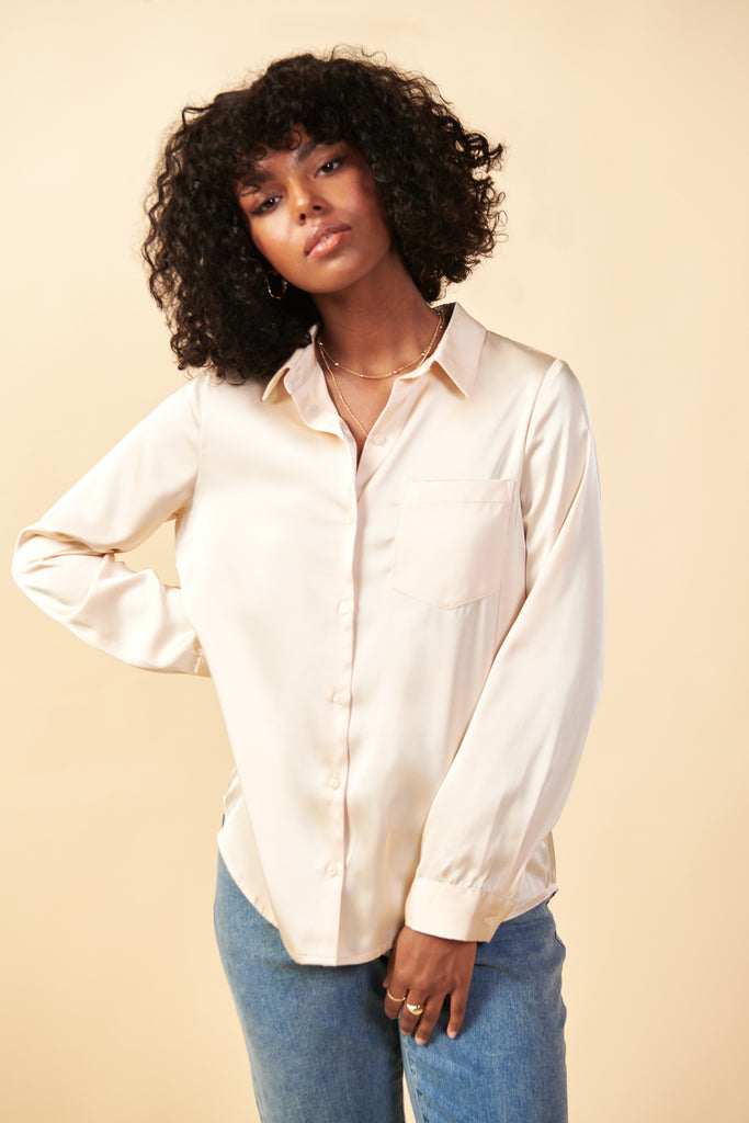 Satin Button Down Top