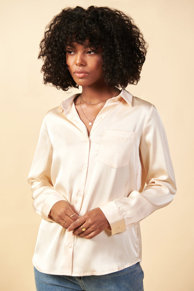 Satin Button Down Top