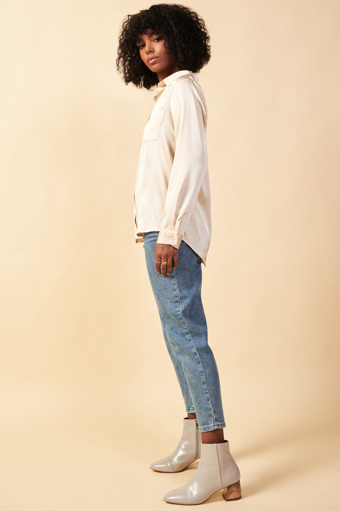 Satin Button Down Top