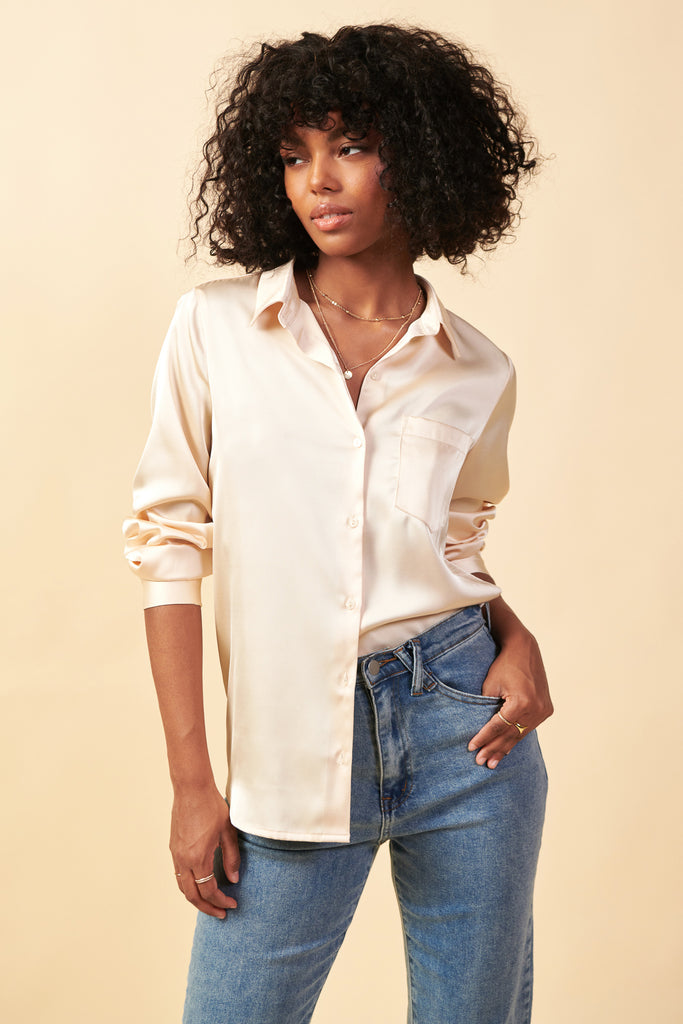 Satin Button Down Top