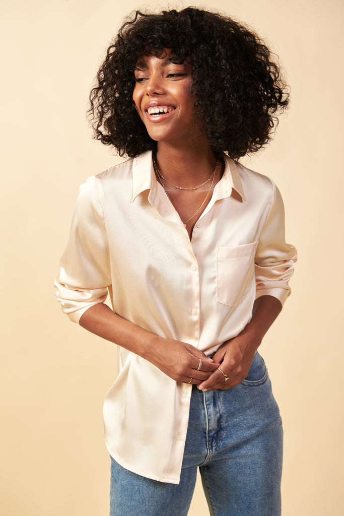 Satin Button Down Top