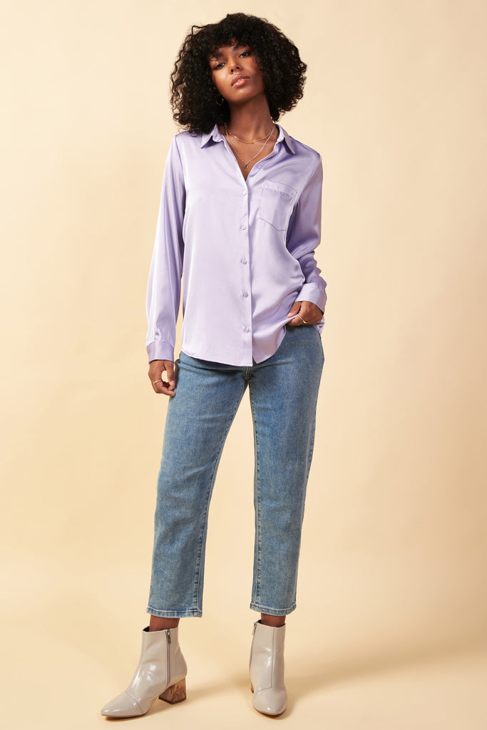 Satin Button Down Top