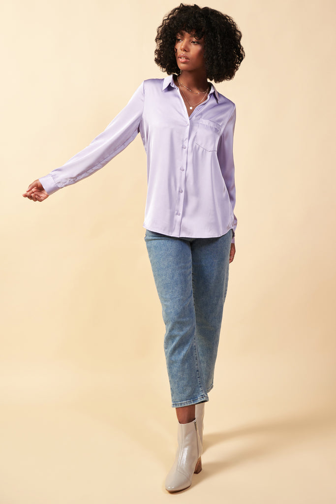 Satin Button Down Top