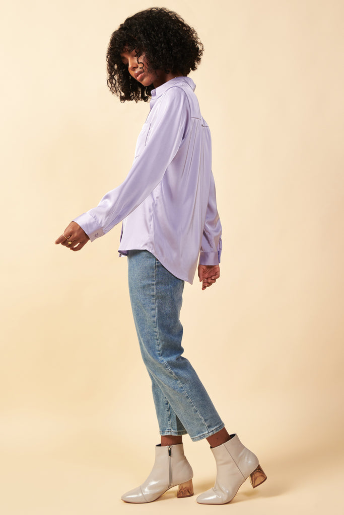 Satin Button Down Top