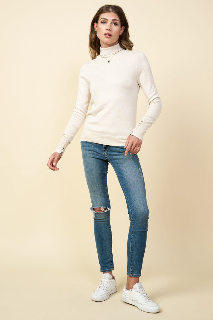 Turtleneck Sweater with Button