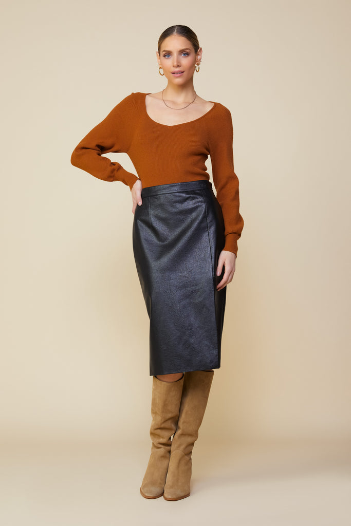 Vegan Leather Pencil Skirt
