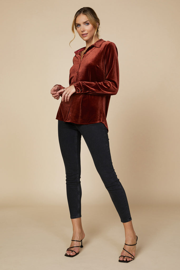 Velvet Button Down Shirt