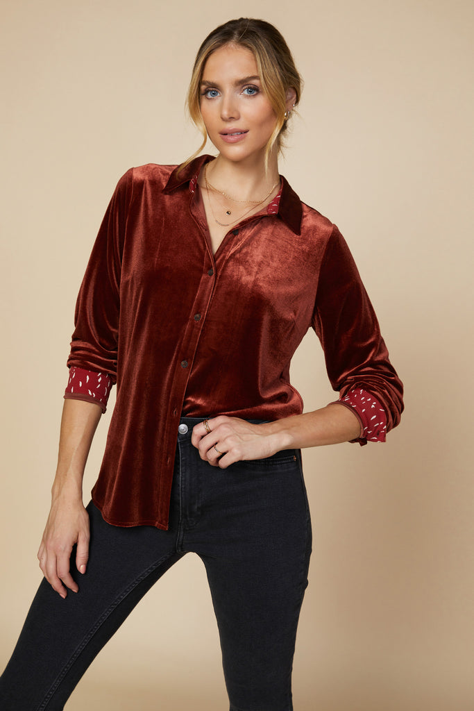 Velvet Button Down Shirt