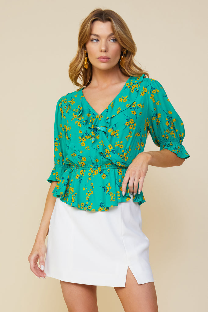 Floral Wrap Top