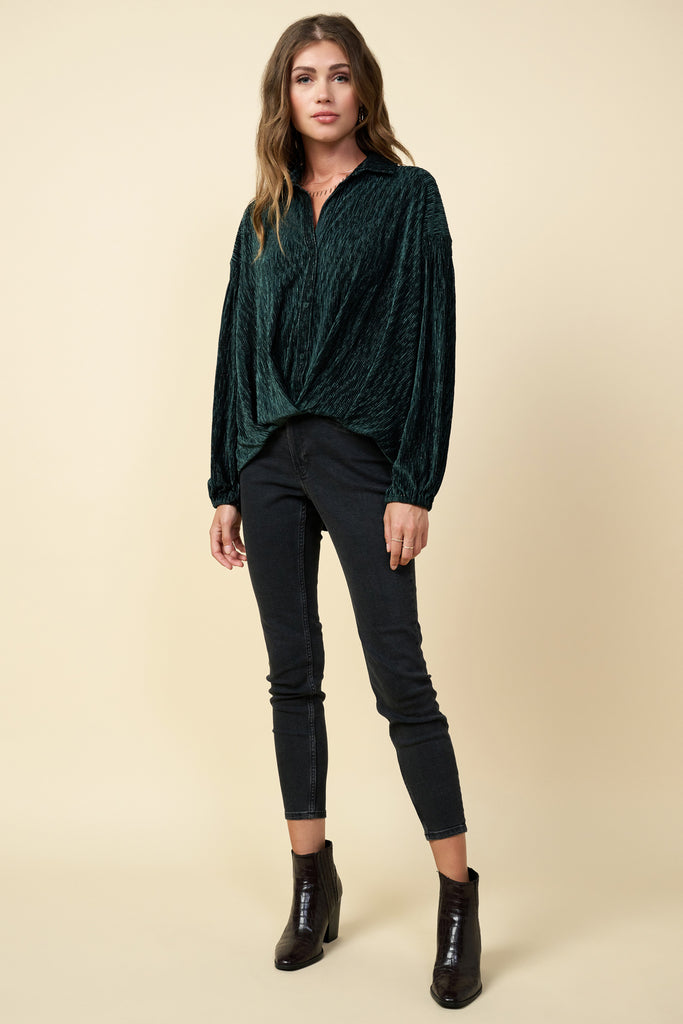 Velvet Buttondown Top