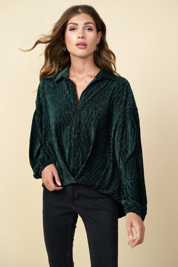 Velvet Buttondown Top