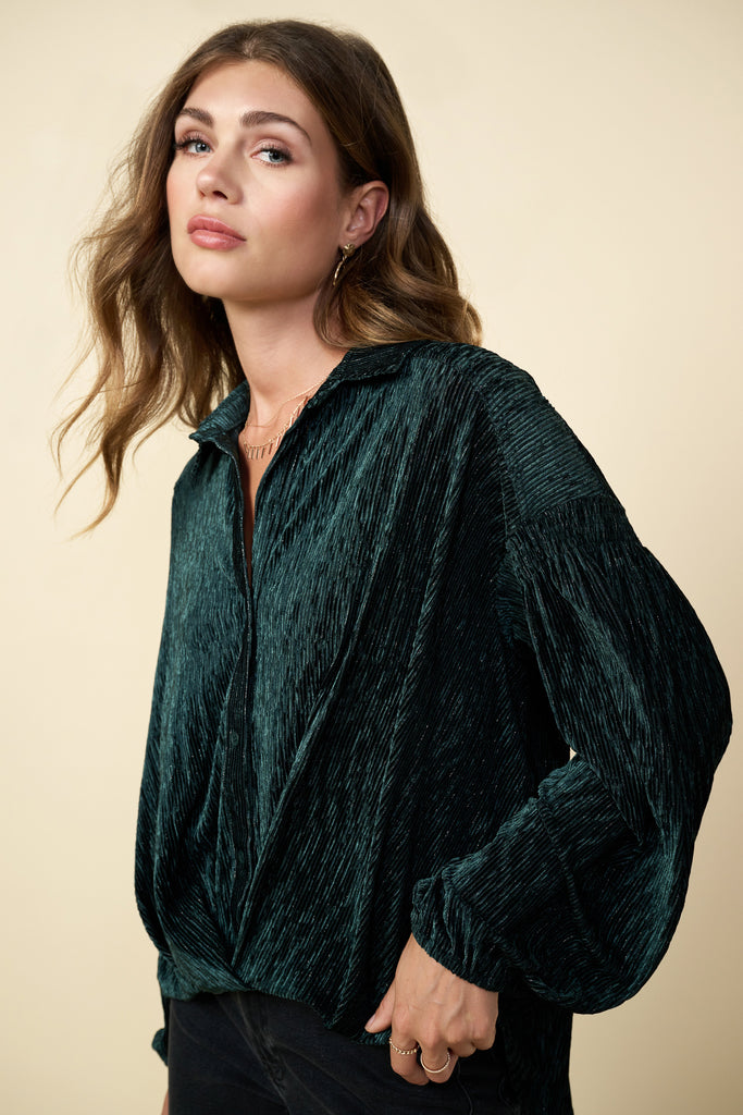 Velvet Buttondown Top