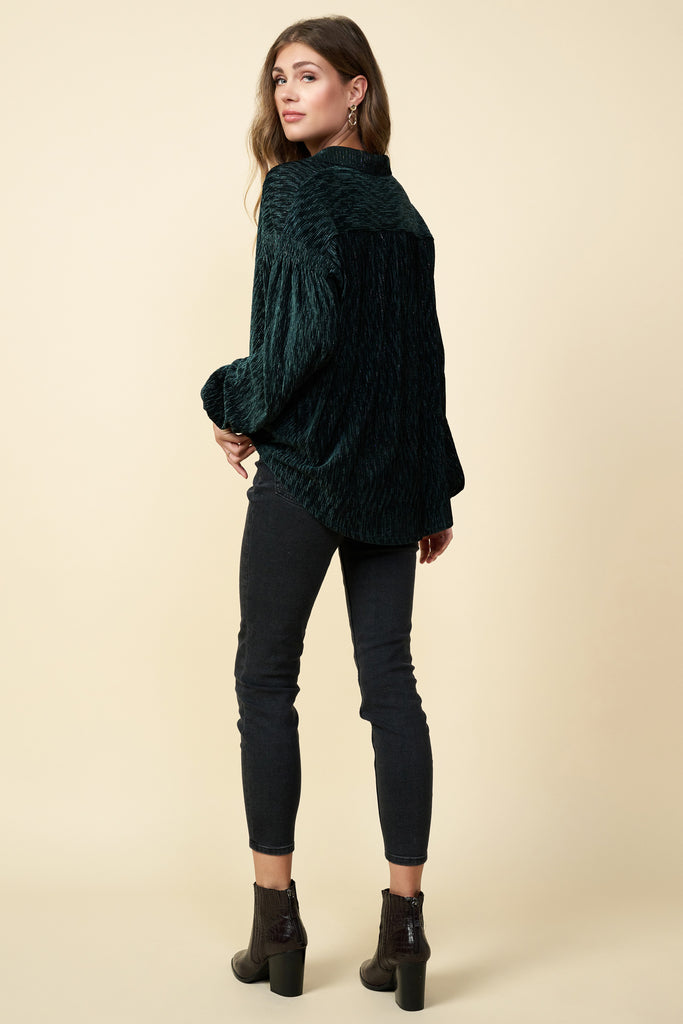 Velvet Buttondown Top