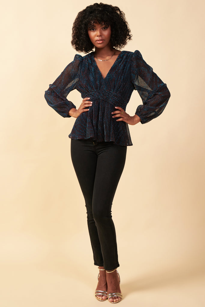 Metallic Mesh Blouse