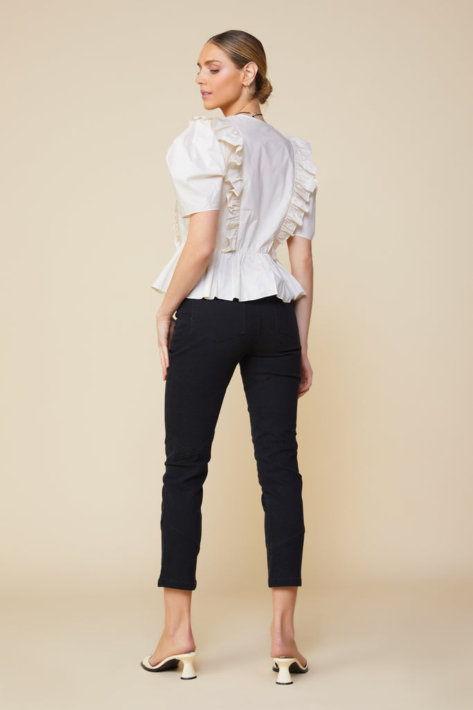 Ruffled Collar Peplum Top