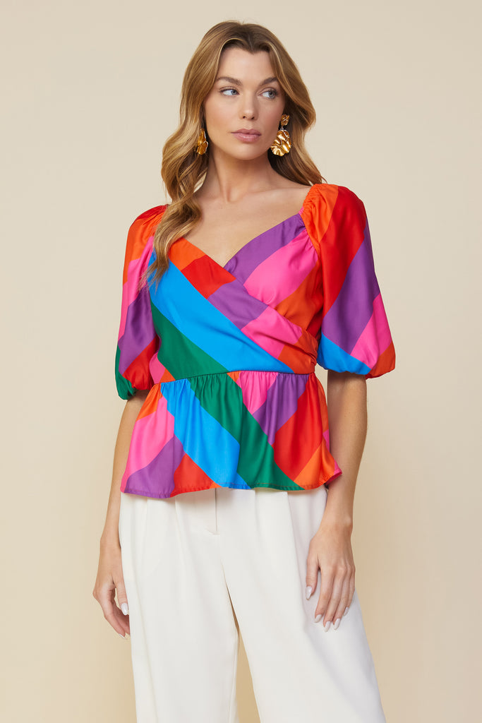 Multicolor Peplum Top