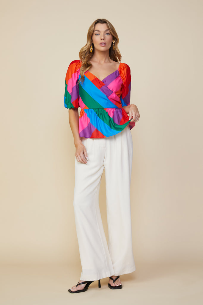 Multicolor Peplum Top