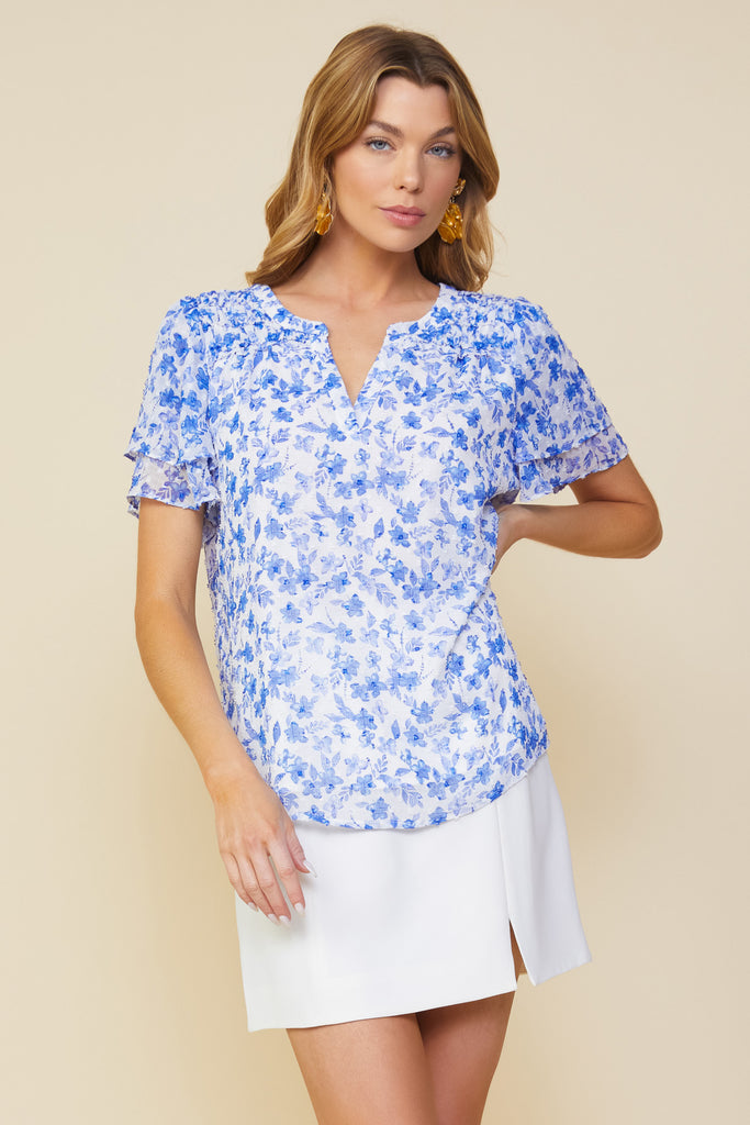 Sweet Floral Ruffled Top