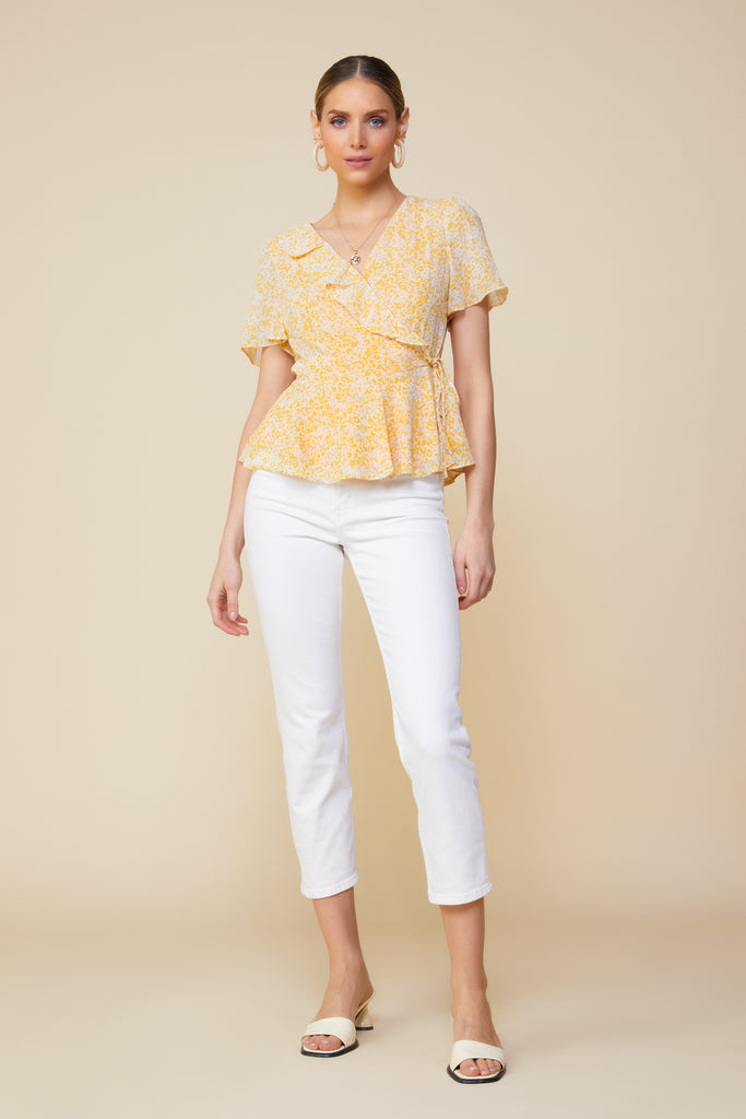 Floral Ruffled Wrap Top