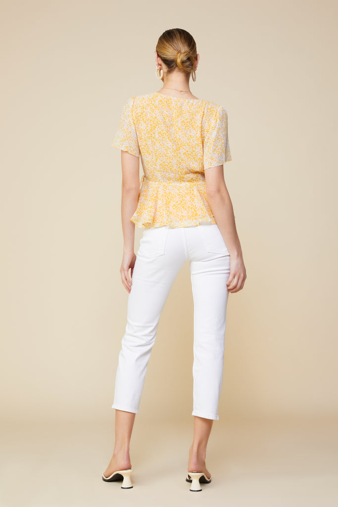 Floral Ruffled Wrap Top