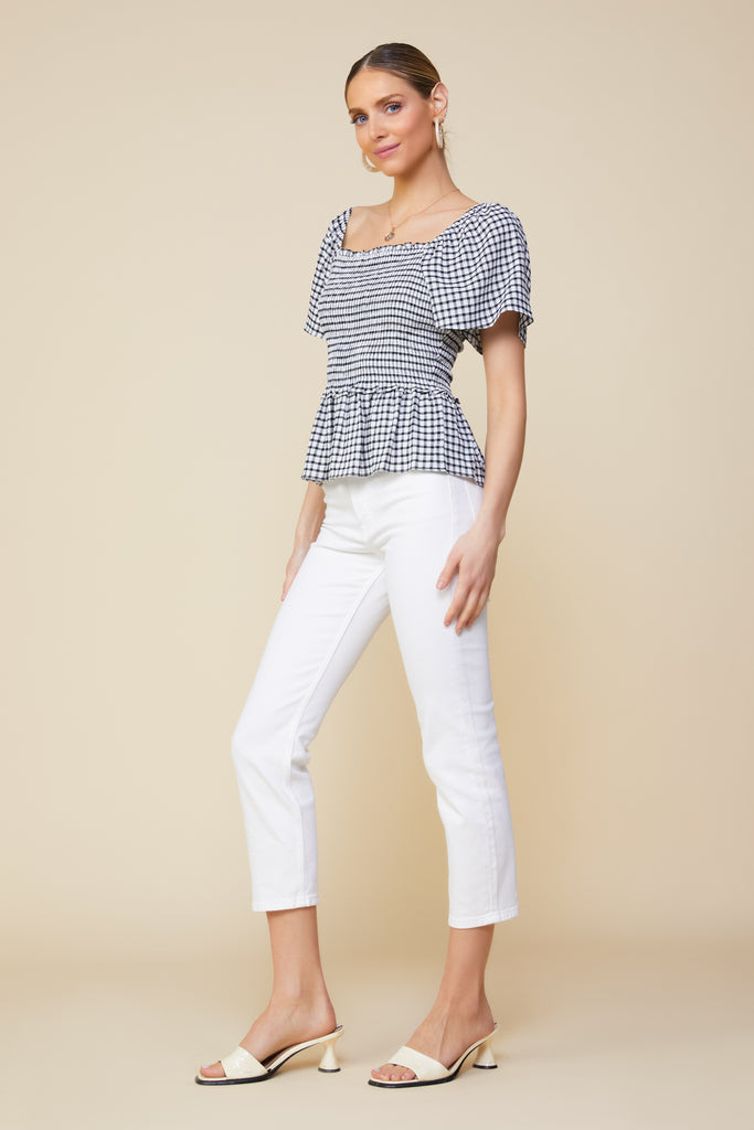 Gingham Smocked Top