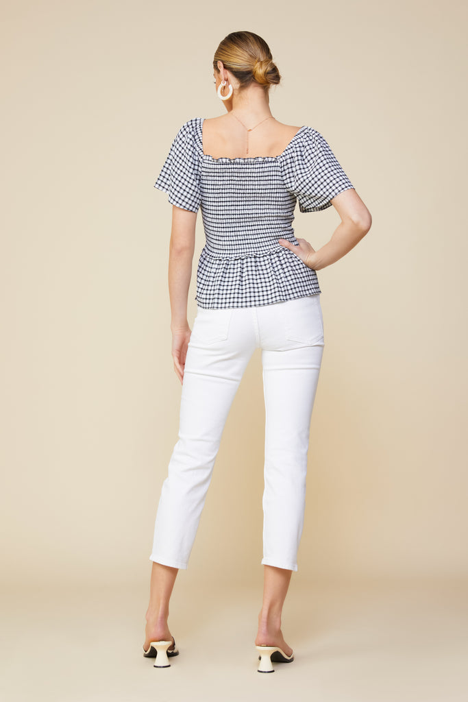 Gingham Smocked Top