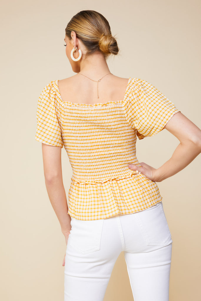 Gingham Smocked Top