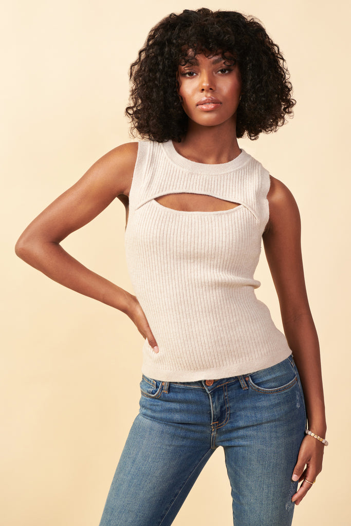Front Cutout Knit Top