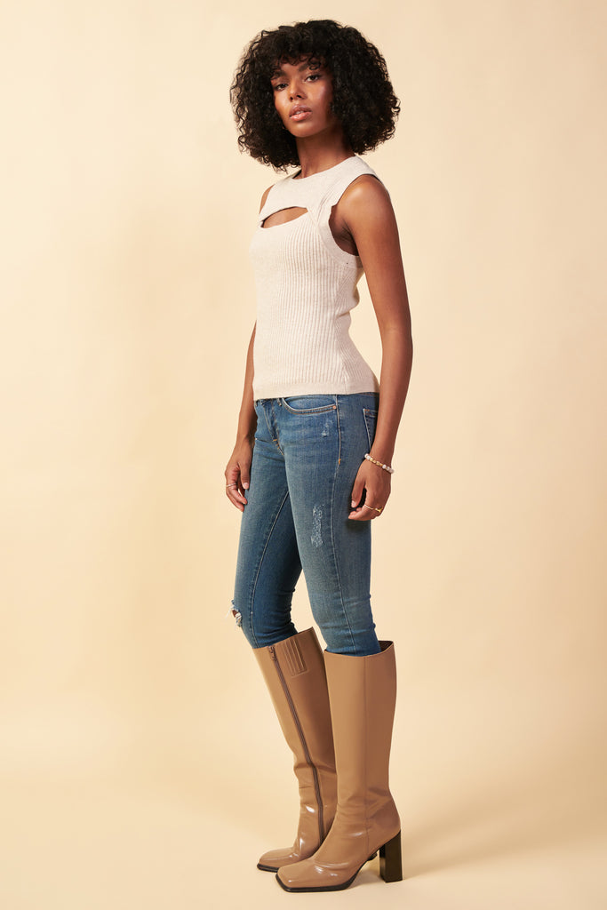 Front Cutout Knit Top