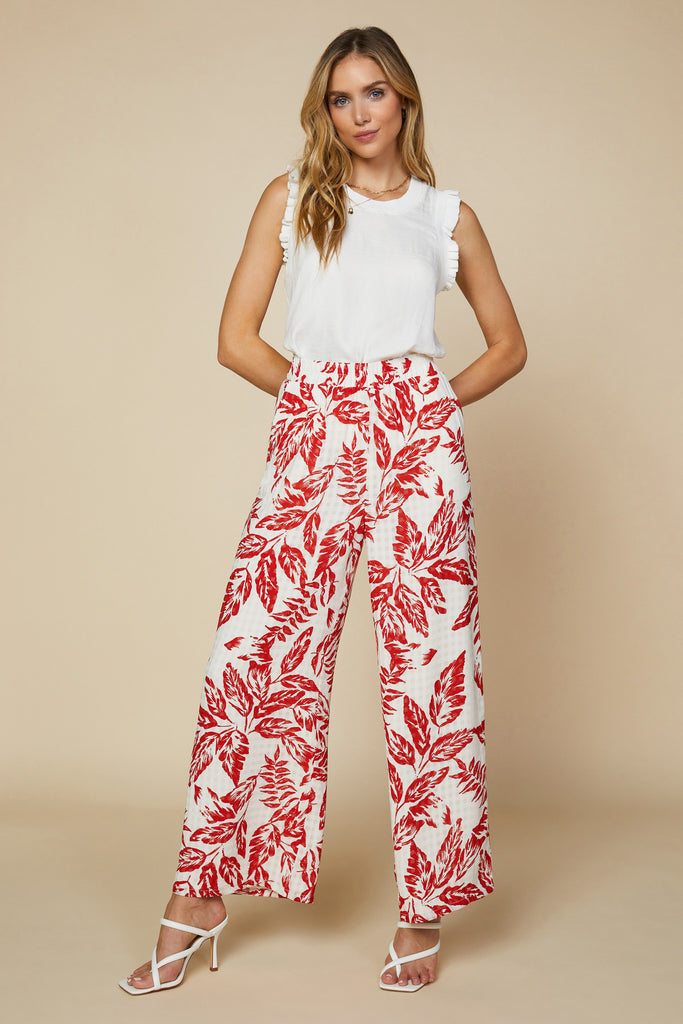 Printed Leaf Relaxed Pant