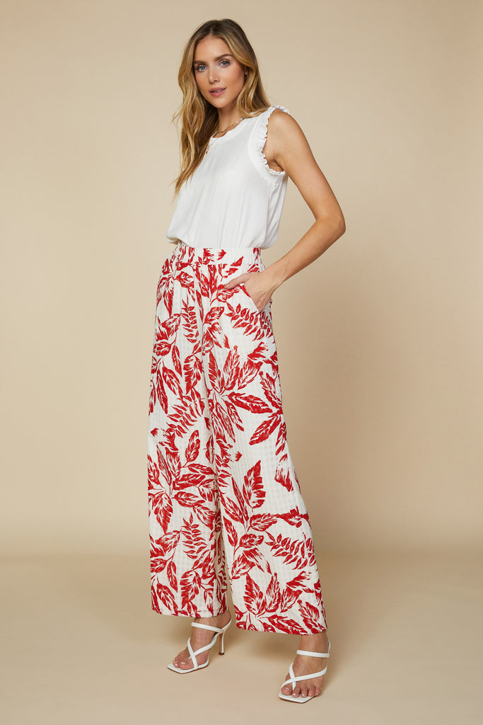 Printed Leaf Relaxed Pant