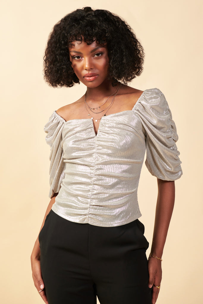 Metallic Sweetheart Top