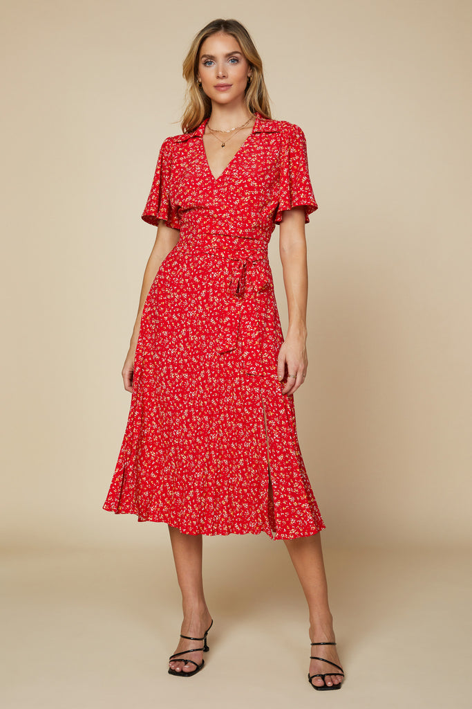 Floral Print Pleated Skirt