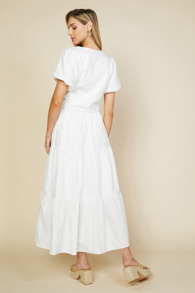 Poplin Bubble Sleeve Crop Top