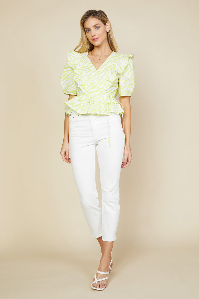 Zebra Print Peplum Top